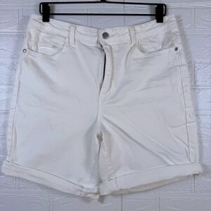 Wrangler Denim Shorts Womens 14/32 White High Rise Cuffed Hem 5-Pocket